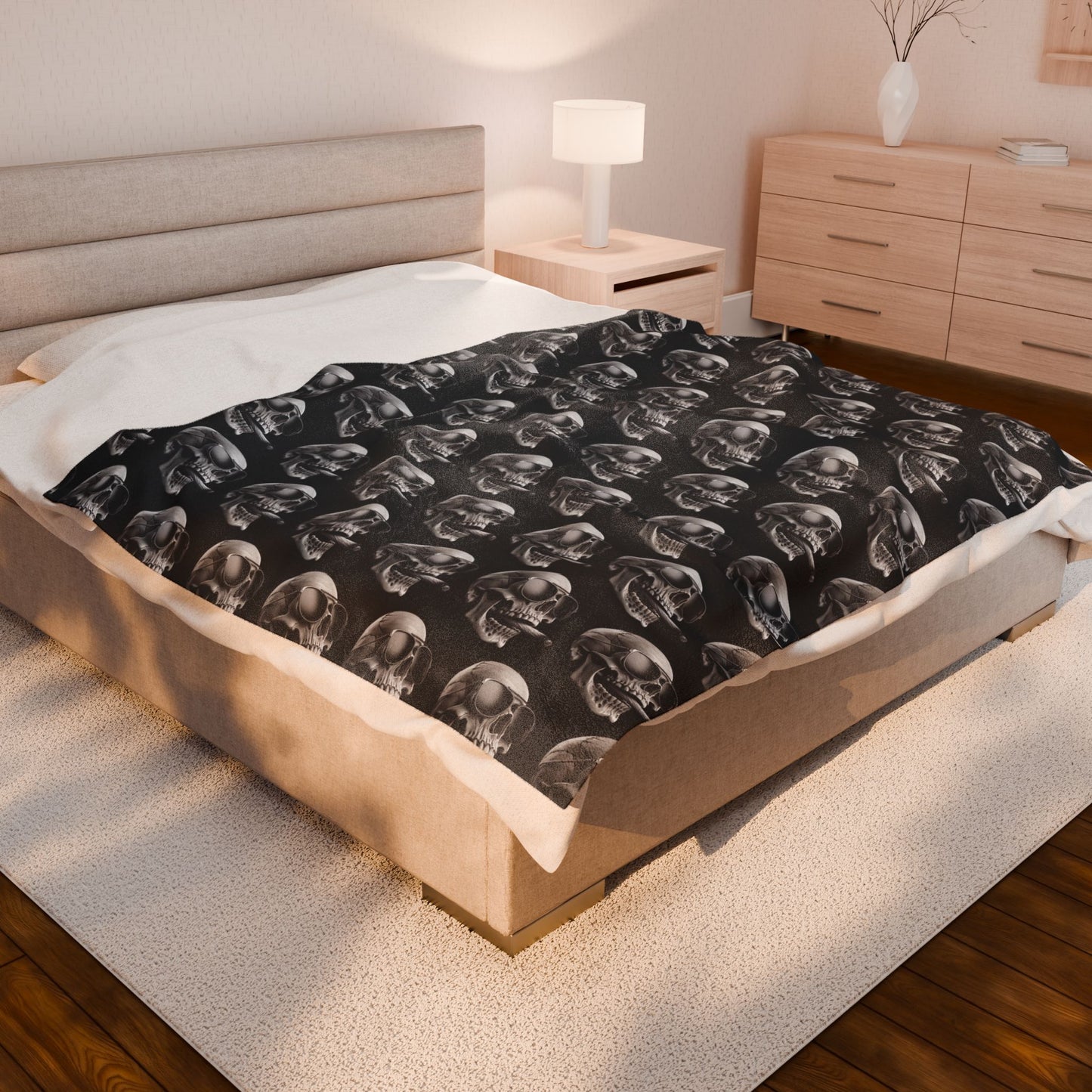 Plush Blanket - Gothic Skull Smoking Doobie