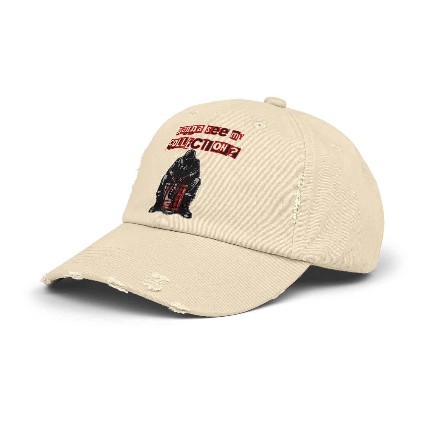 The Collector Inspired Wanna See My Collection Horror Movie Fun Collectors Hat Unisex Distressed Cap