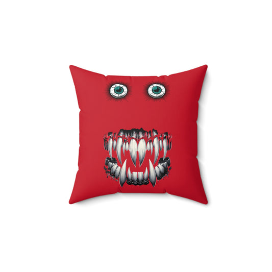 Eerie Eyes Monster Red Throw Pillow