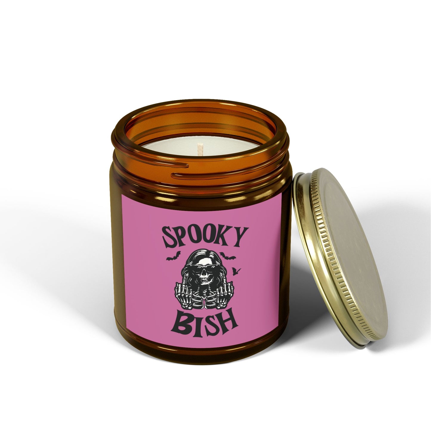 Scented Candle - Spooky Bish, Middle Finger Female Skeleton Design (4oz, 9oz)
