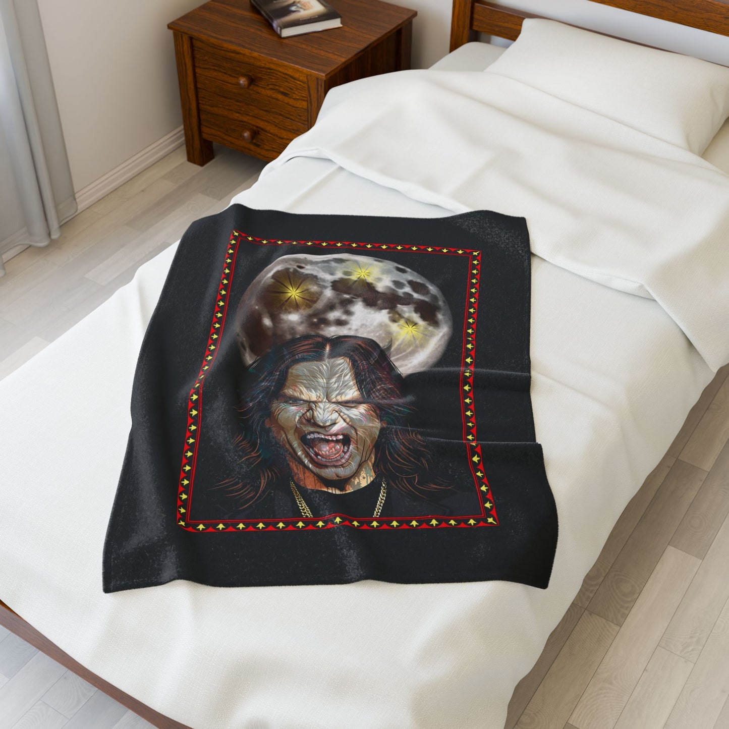 Plush Blanket - Ozzy Bark at the Moon Werewolf Design
