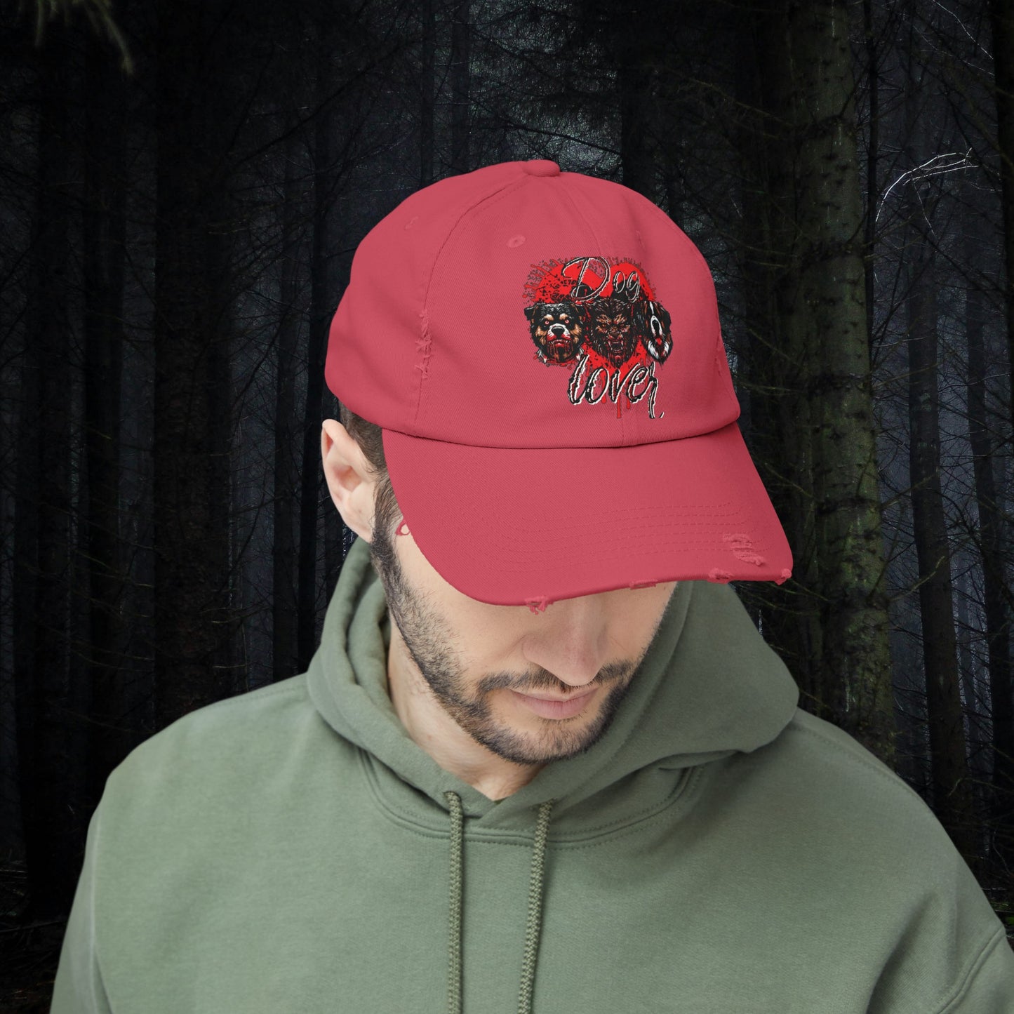 Dog Lover Hounds Of Hell Werewolf Horror Gothic Fun Hat Unisex Distressed Cap