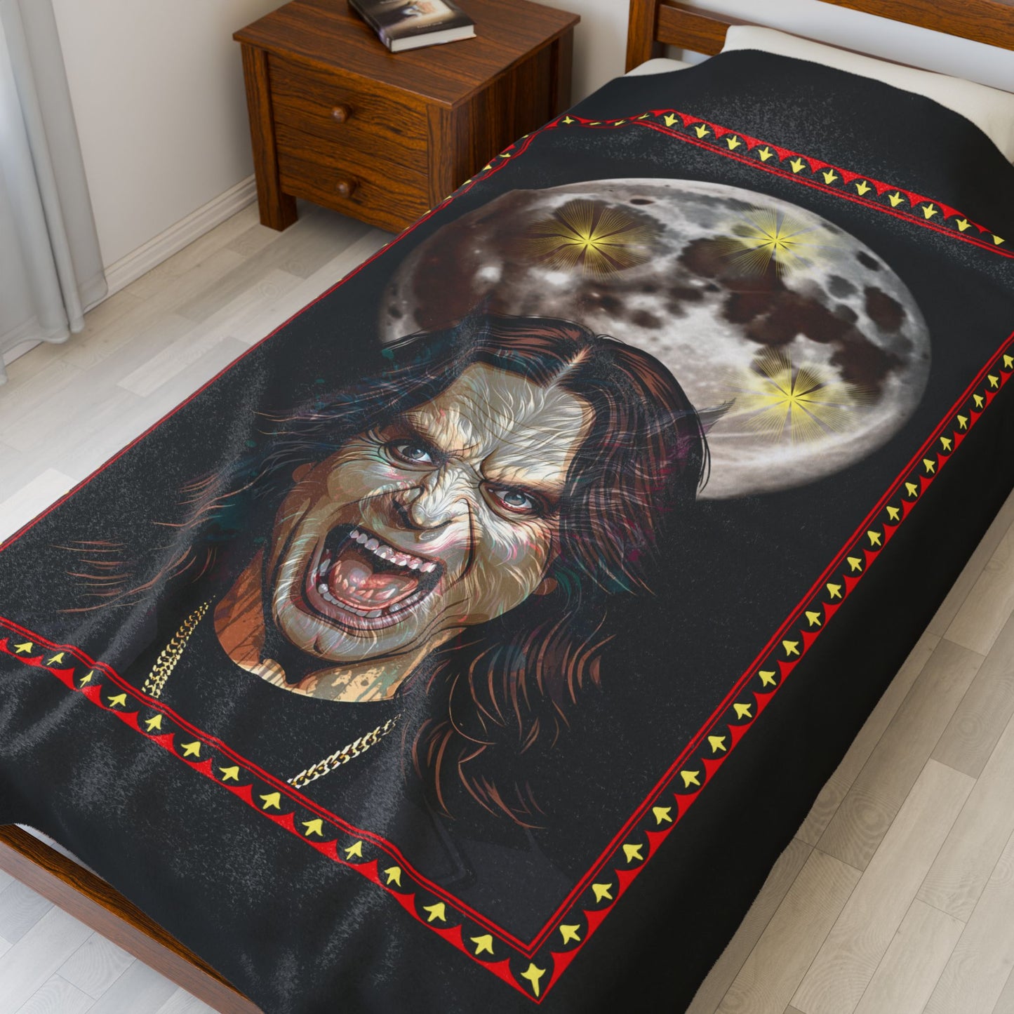 Plush Blanket - Ozzy Bark at the Moon Werewolf Design
