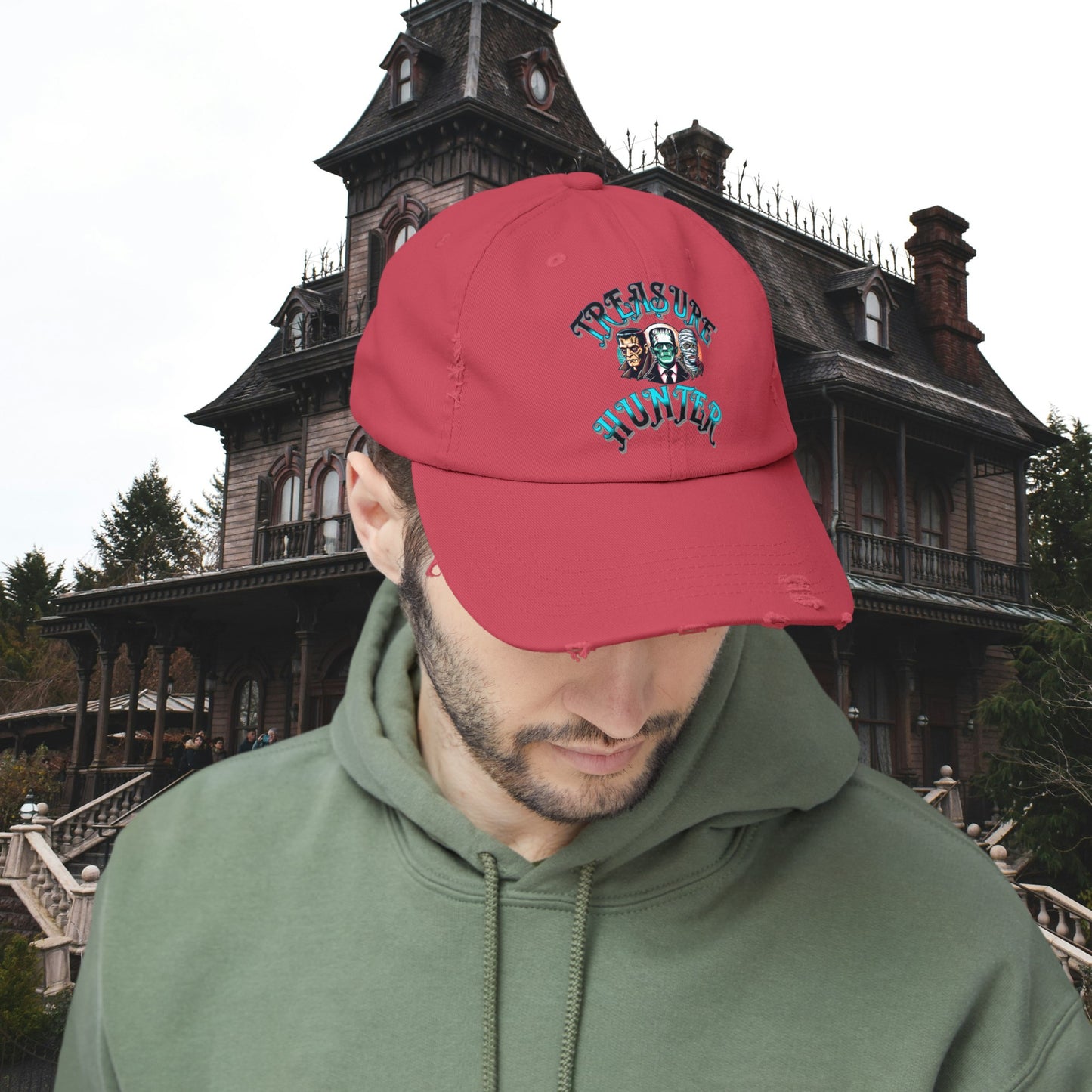 Treasure Hunter Monster Figure Collector Unisex Distressed Cap Horror Fun Hat Convention Toy Show