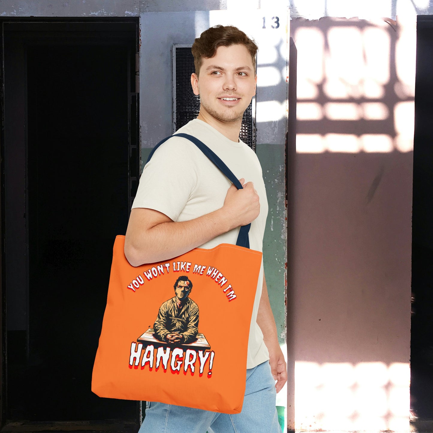 You Wont Like Me When I'm Hangry Mental Patient Cannibal Hannibal Horror Lunch Beach Tote Bag (AOP)