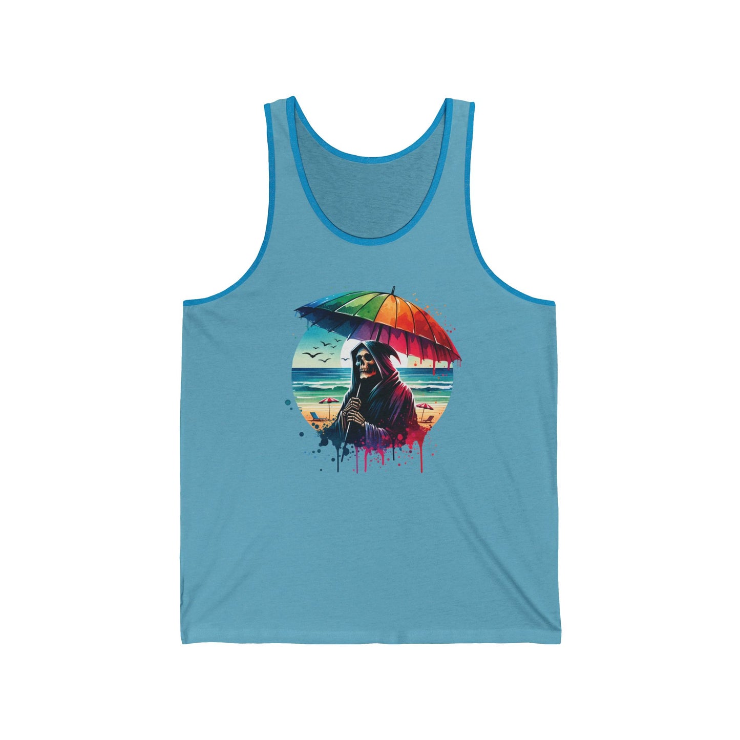 Summerween Pride Grim Reaper Beach Day Unisex Jersey Tank Top