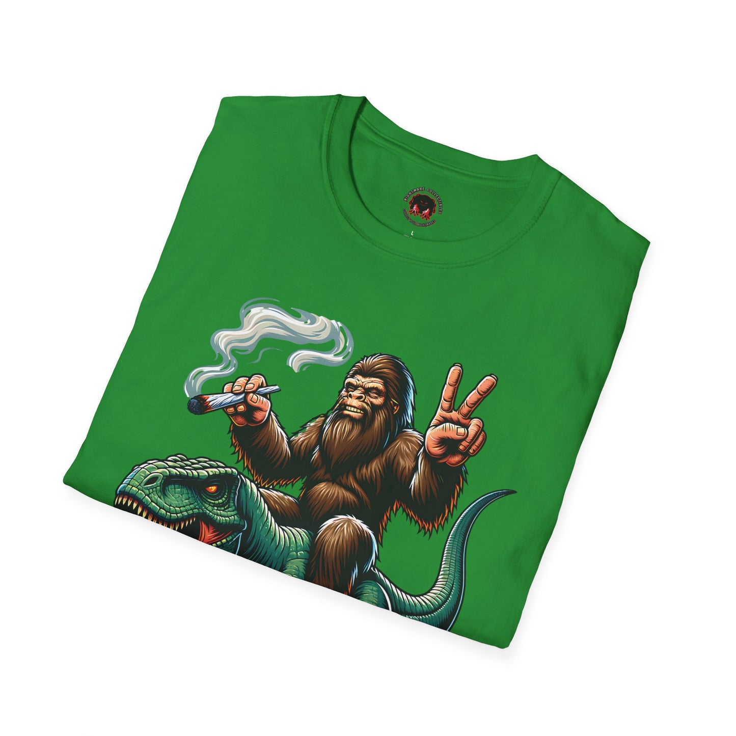 T-Shirt Bigfoot Riding T-Rex 420 Fun Cryptid Tee