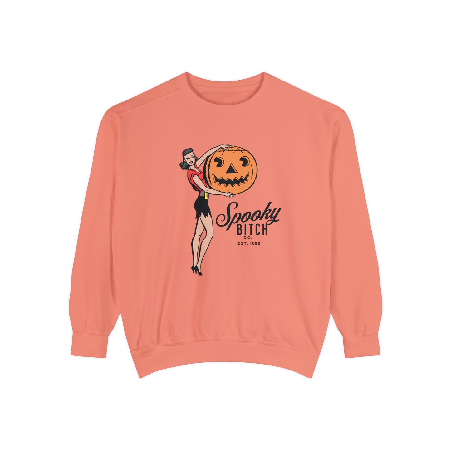Spooky B!tch Co - Salem Witch 1692 Halloween Pumpkin Funny Retro-Style Gothic Sweatshirt - Unisex Garment-Dyed Sweatshirt
