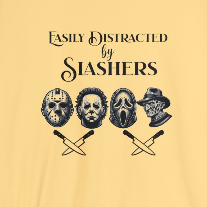 Easily Distracted by Slashers - Jason Michael Freddy Ghostface Horror Sweatshirt Unisex Garment-Dyed Sweatshirt