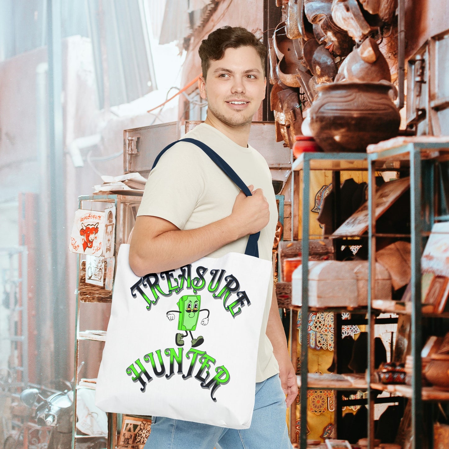 Treasure Hunter Money Man Collector Tote Bag (AOP) Cash Bag