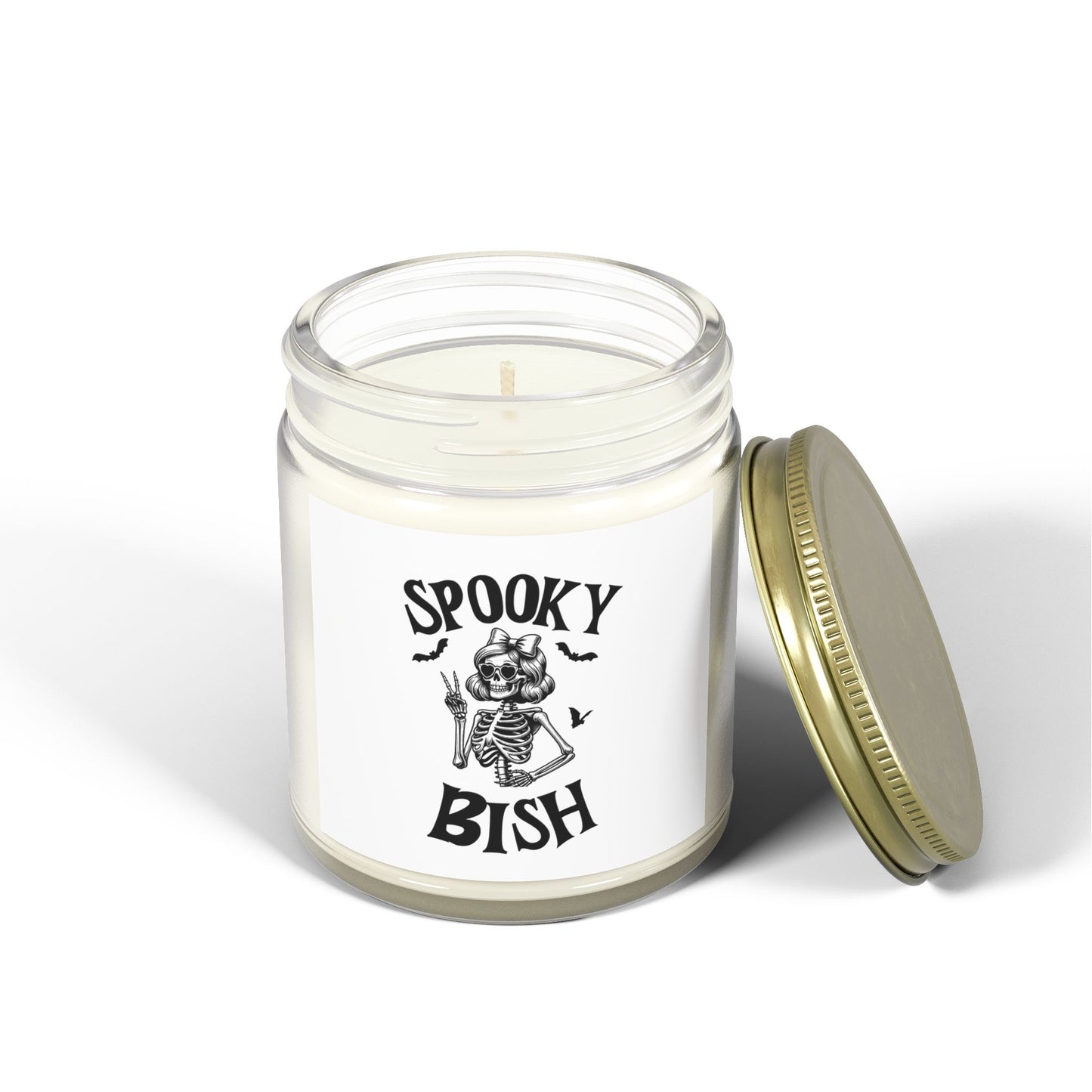 Scented Candle - Spooky Bish Female Skeleton Peace Sign (4oz, 9oz)