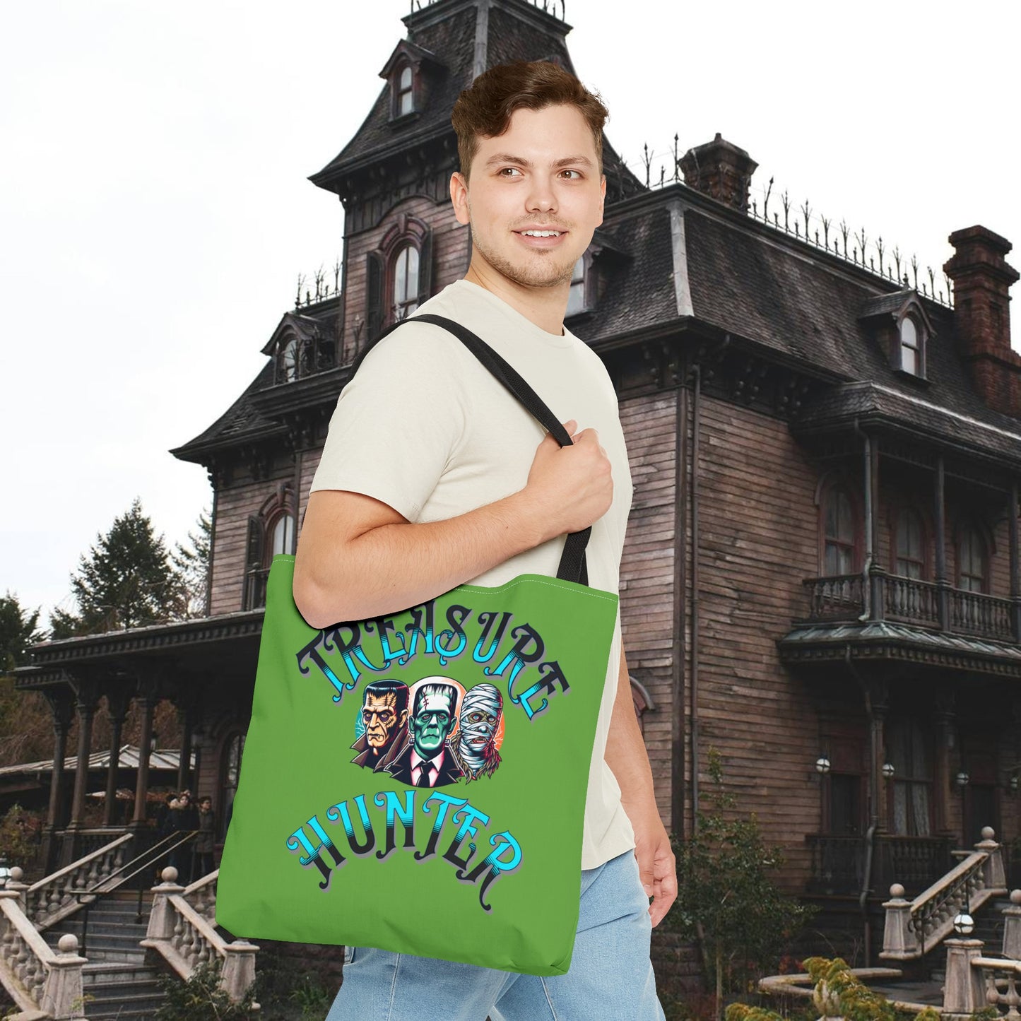 Treasure Hunter Vintage Monster Collector Tote Bag (AOP) Retro Toys Travel