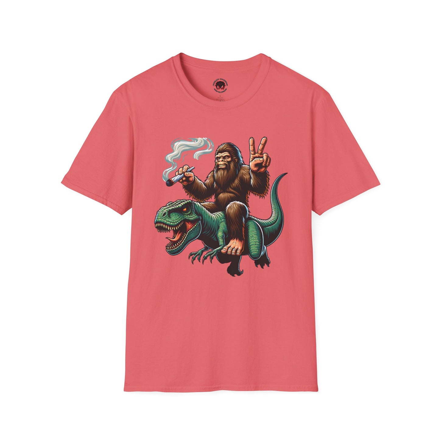 T-Shirt Bigfoot Riding T-Rex 420 Fun Cryptid Tee