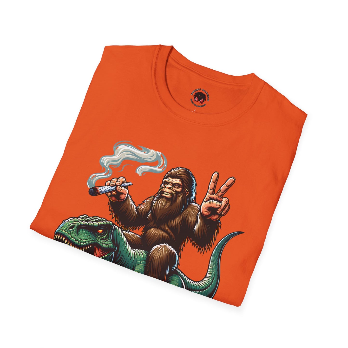 T-Shirt Bigfoot Riding T-Rex 420 Fun Cryptid Tee