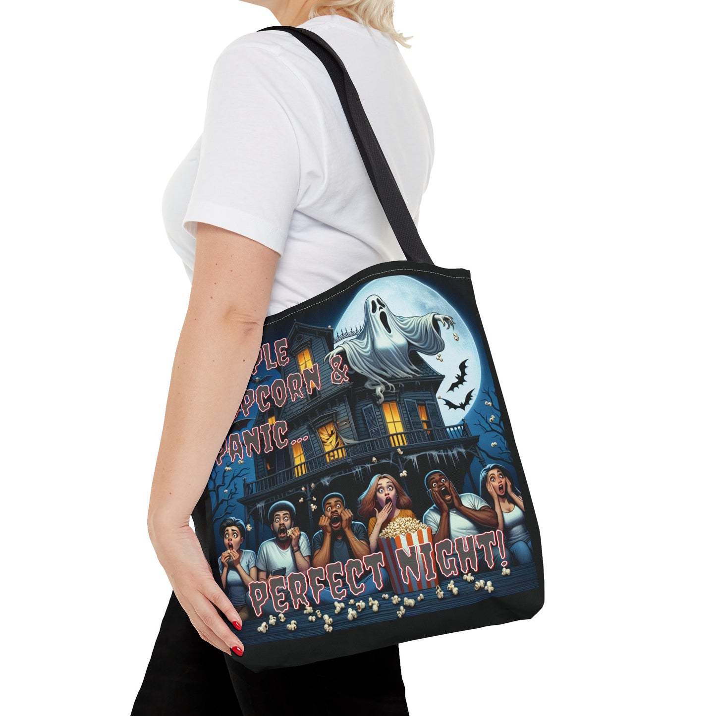 People Popcorn & Panic Perfect Night Shoulder Tote Bag (AOP)