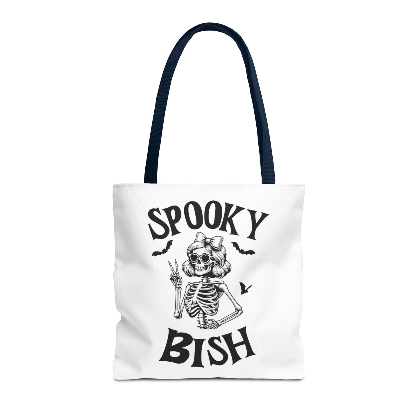 Spooky Bish Skeleton With Sunglasses and Peace Sign Gothic Horror Fun Beach Lunch Carry Tote Bag (AOP)