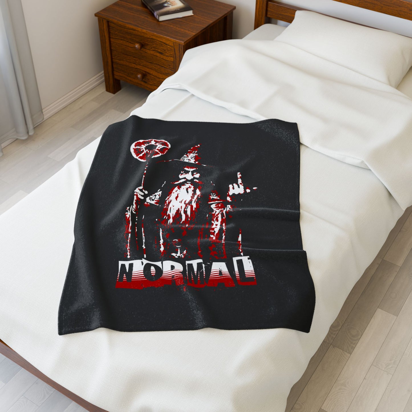 Velveteen Plush Blanket - F*ck Normal! Wizard Middle Finger Design