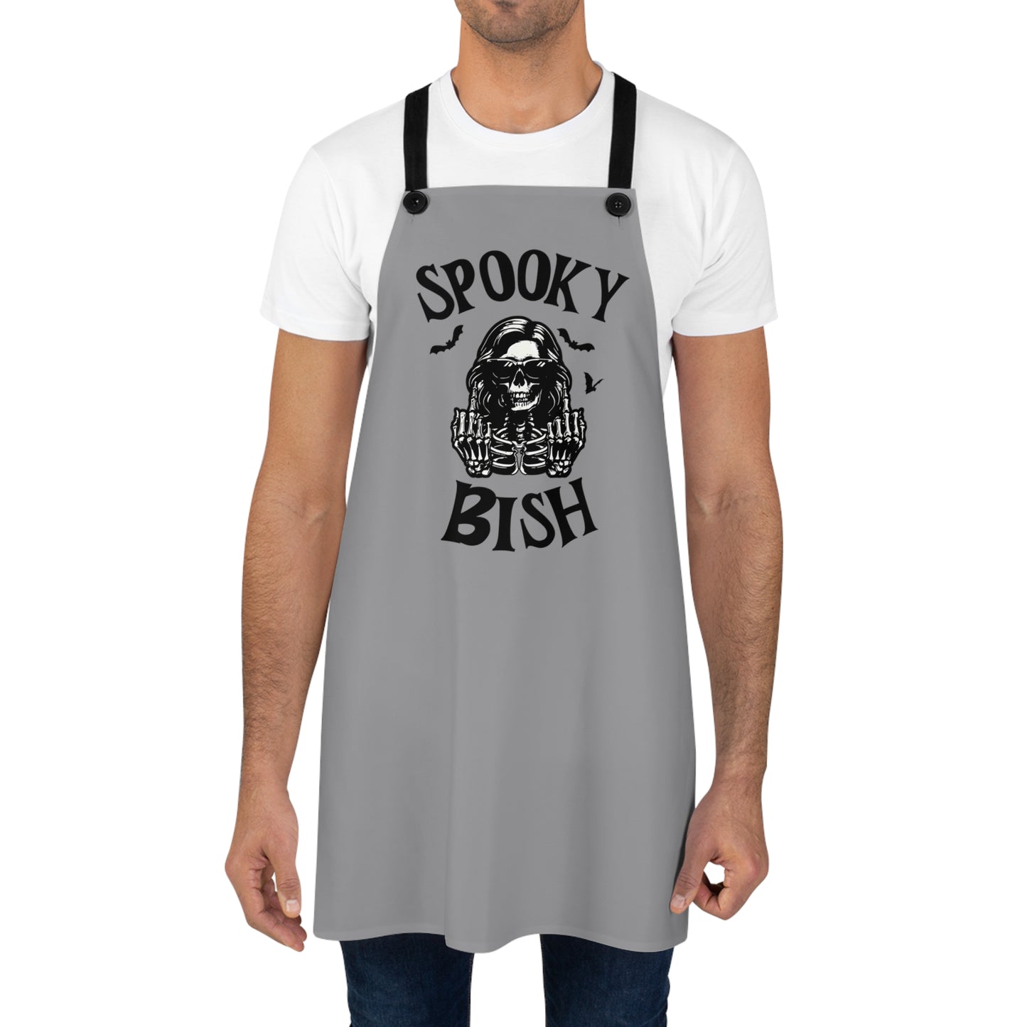 Spooky Bish Middle Fingers With Sunglasses Skeleton Gothic Horror BBQ Cooking Apron (AOP)
