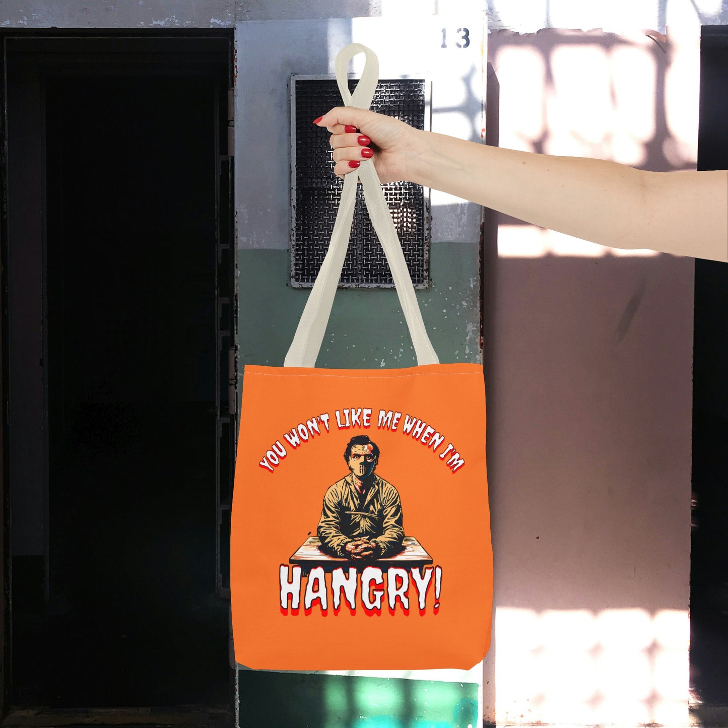 You Wont Like Me When I'm Hangry Mental Patient Cannibal Hannibal Horror Lunch Beach Tote Bag (AOP)