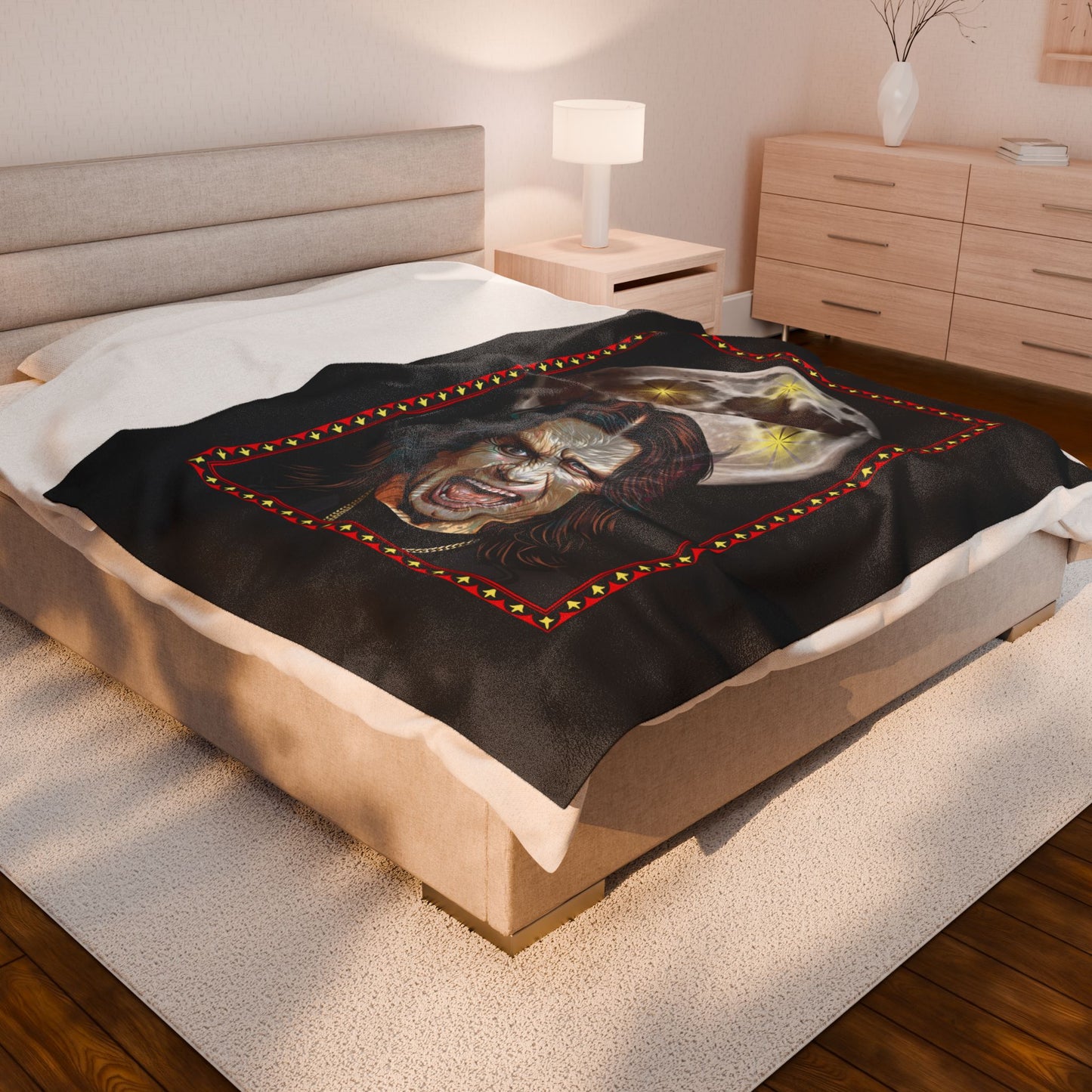 Plush Blanket - Ozzy Bark at the Moon Werewolf Design