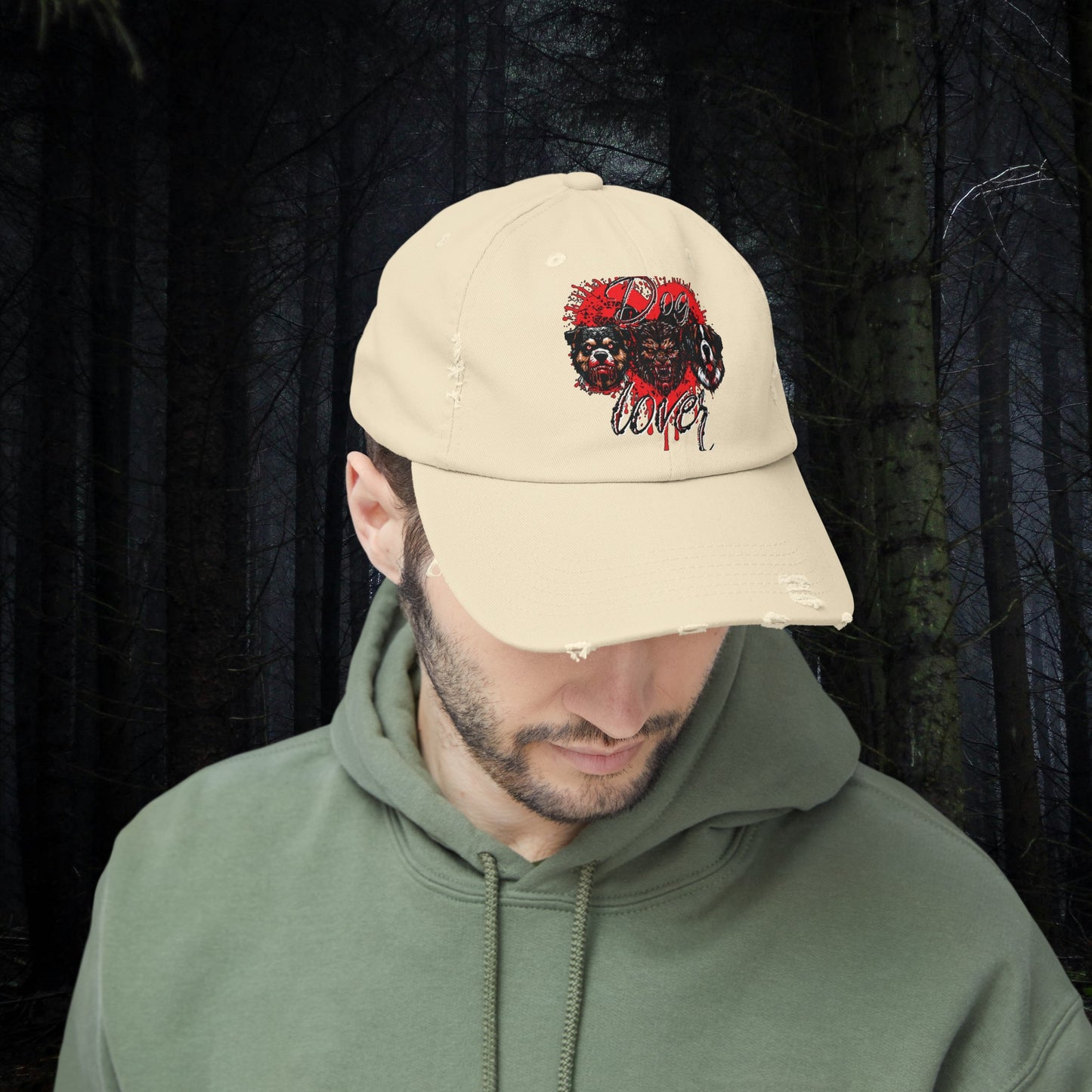 Dog Lover Hounds Of Hell Werewolf Horror Gothic Fun Hat Unisex Distressed Cap
