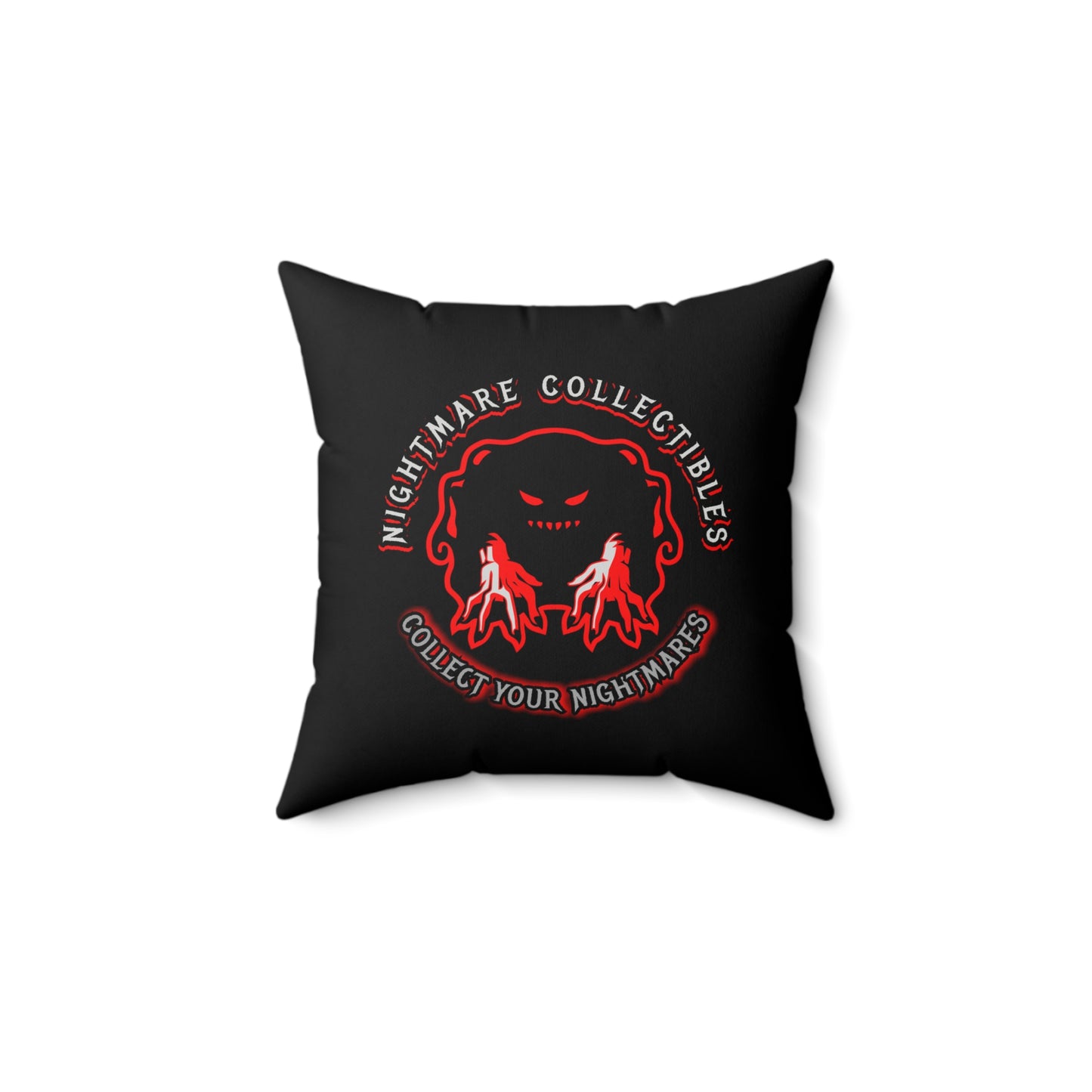 Warning, Scary Inside Livingroom Bedroom Spun Polyester Square Pillow Horror Fun Halloween