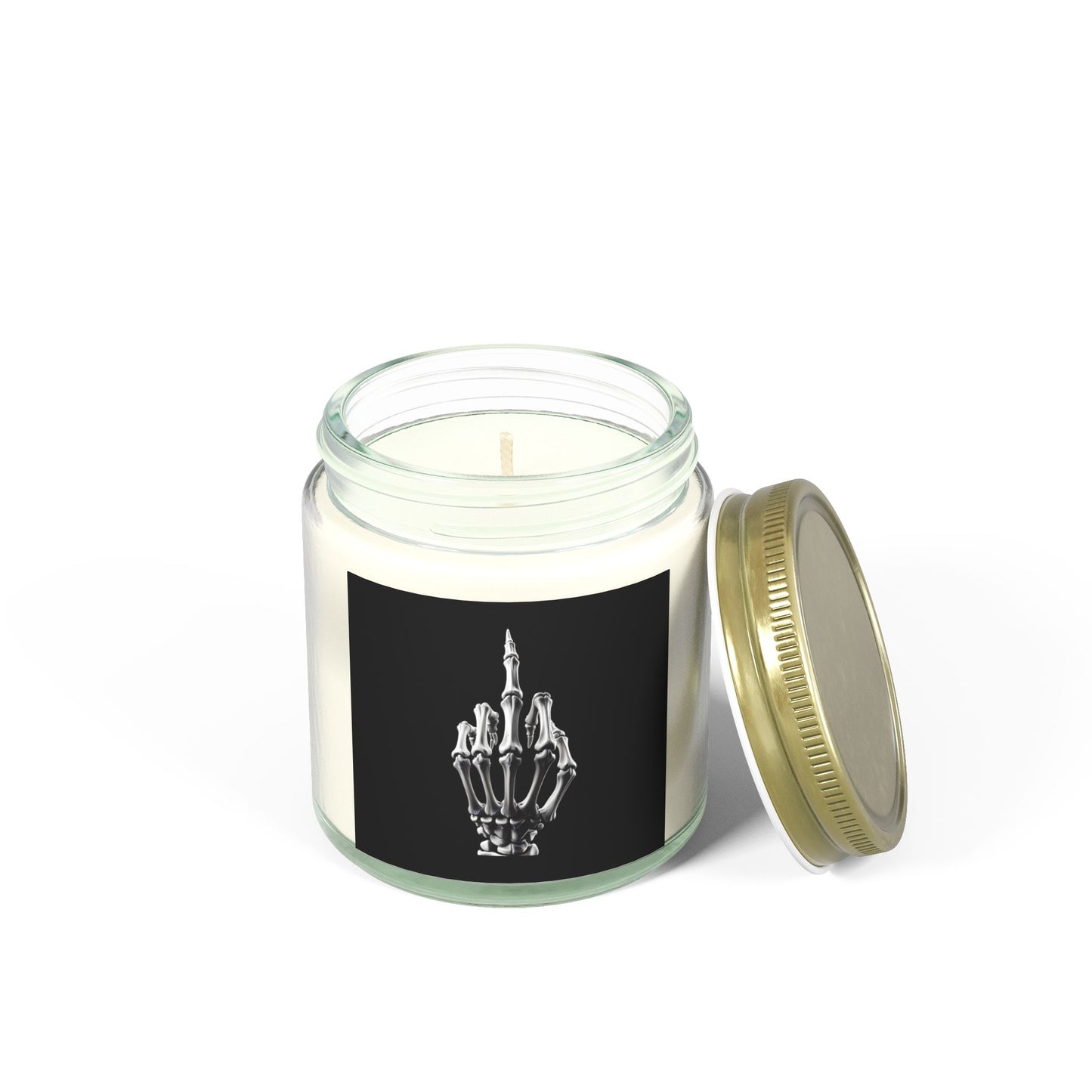 Scented Candle - Skeleton Hand Middle Finger Funny Coconut Apricot Wax (4oz. 9oz)