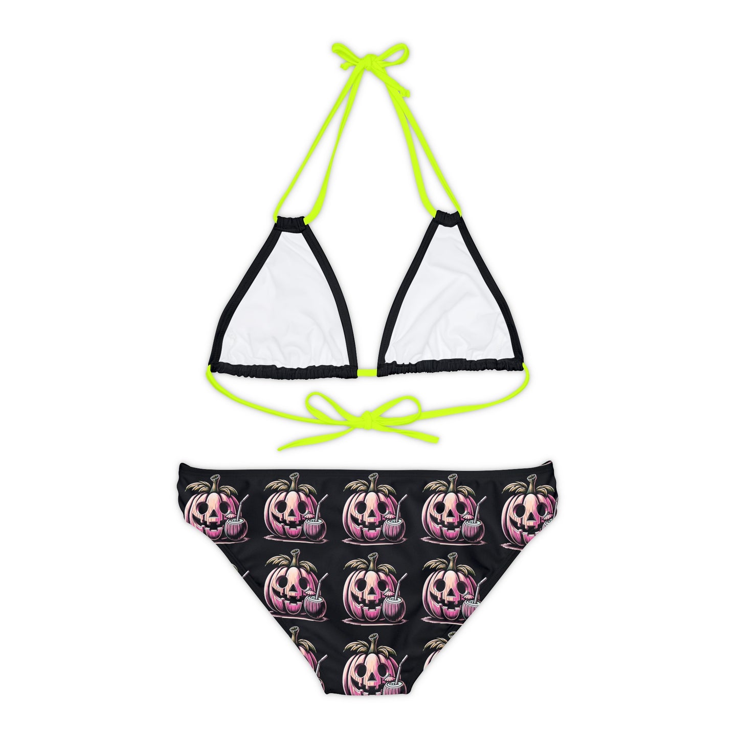 Summerween Drinking Pumpkin Strappy Bikini Set Swimsuit(AOP)