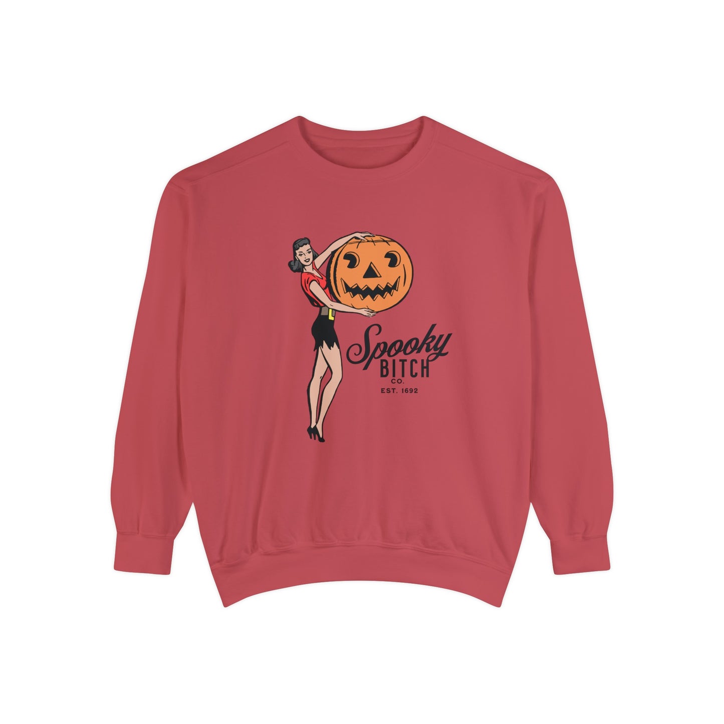 Spooky B!tch Co - Salem Witch 1692 Halloween Pumpkin Funny Retro-Style Gothic Sweatshirt - Unisex Garment-Dyed Sweatshirt