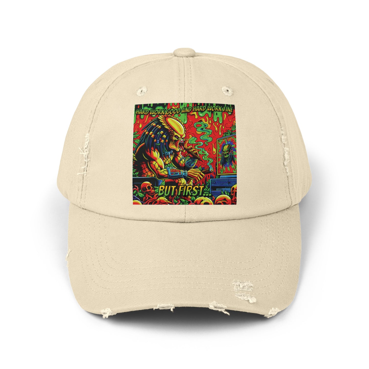 Horradelic Hard Work Good Hard Work Fine Predator Blunt Horror Fun Unisex Distressed Baseball Cap Hat