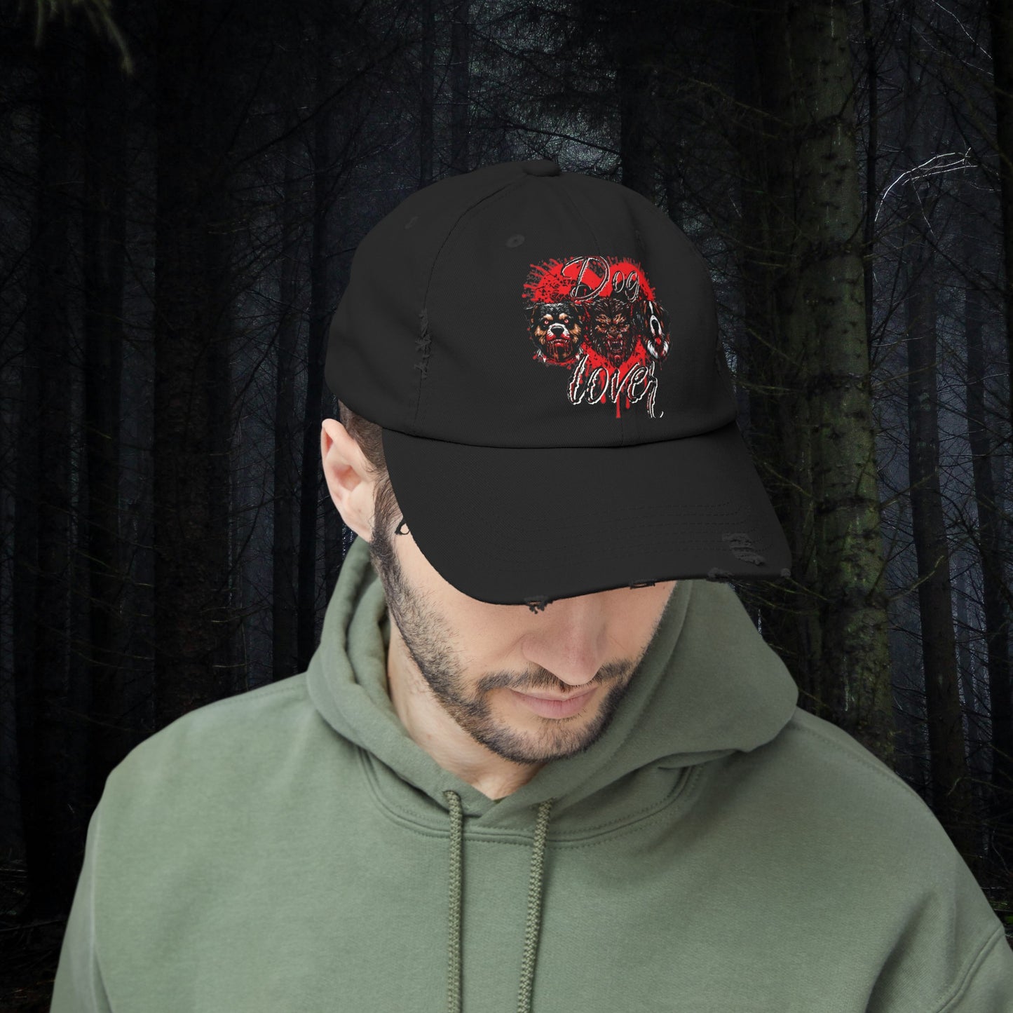 Dog Lover Hounds Of Hell Werewolf Horror Gothic Fun Hat Unisex Distressed Cap