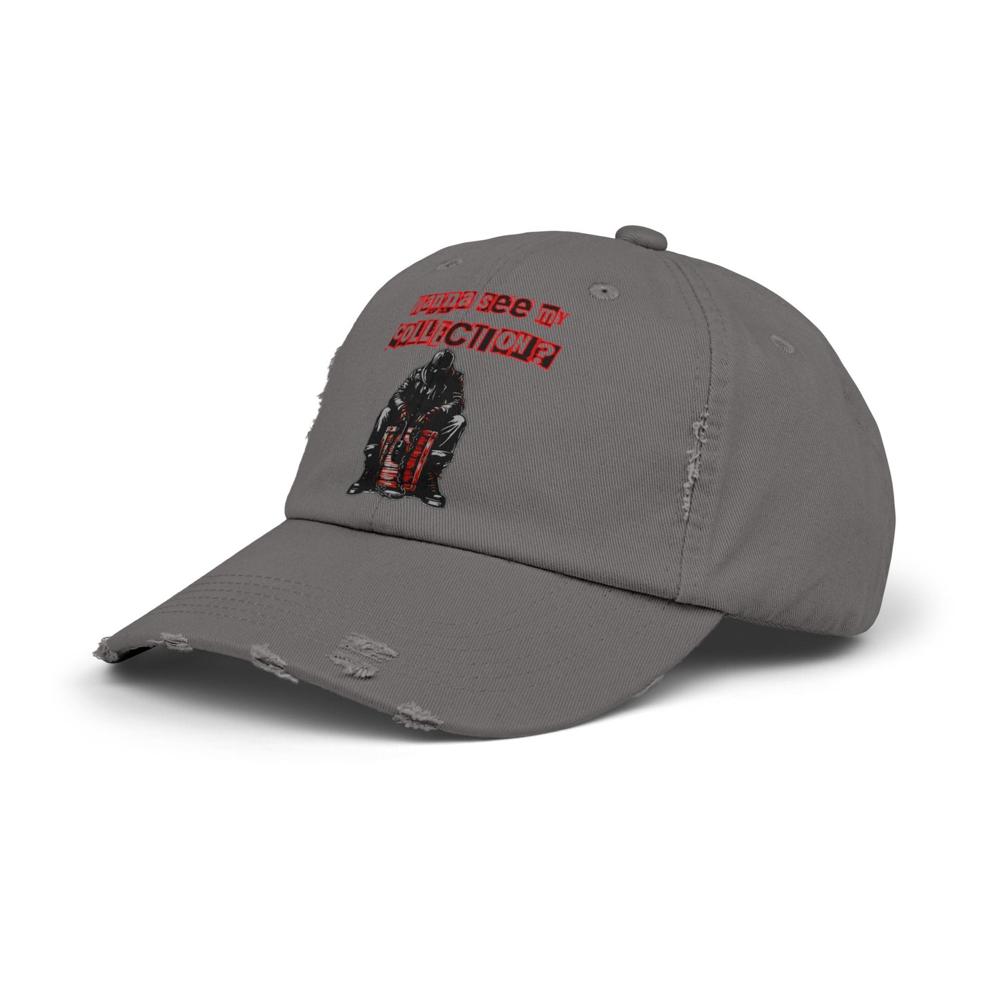 The Collector Inspired Wanna See My Collection Horror Movie Fun Collectors Hat Unisex Distressed Cap