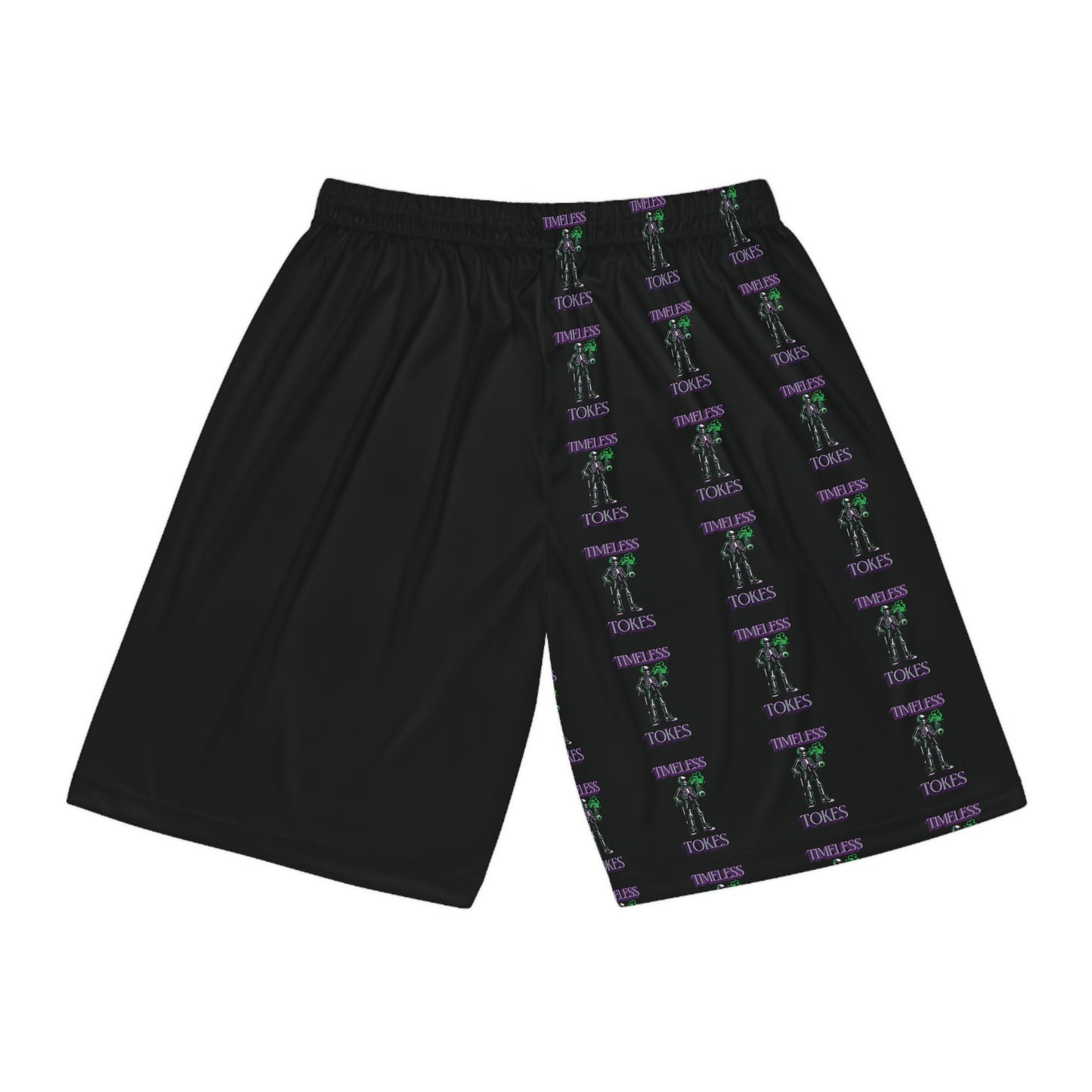 Timeless Tokes Basketball Shorts - Skeleton Smoking Weed 420 Design