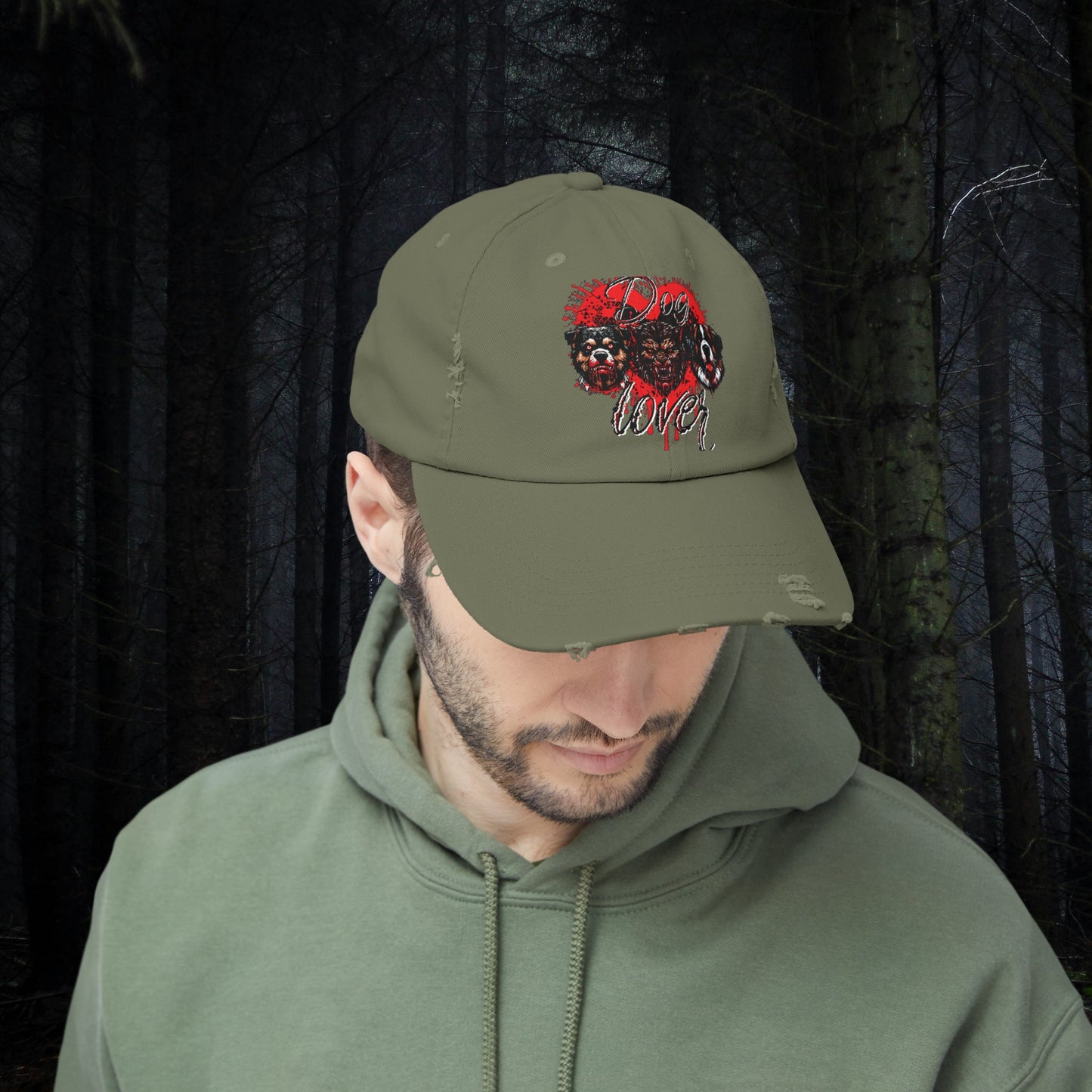 Dog Lover Hounds Of Hell Werewolf Horror Gothic Fun Hat Unisex Distressed Cap