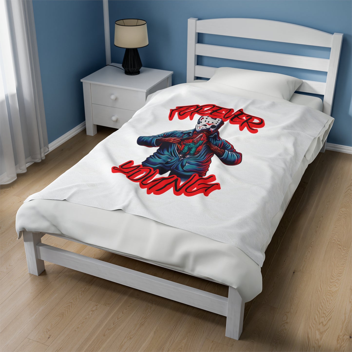 Forever Young Jason Opening Up To Younger Self Voorhees Friday Horror Fun Velveteen Plush Blanket