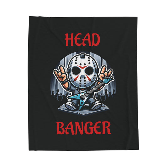 Plush Blanket - Head Banger Jason Rocking Out Design