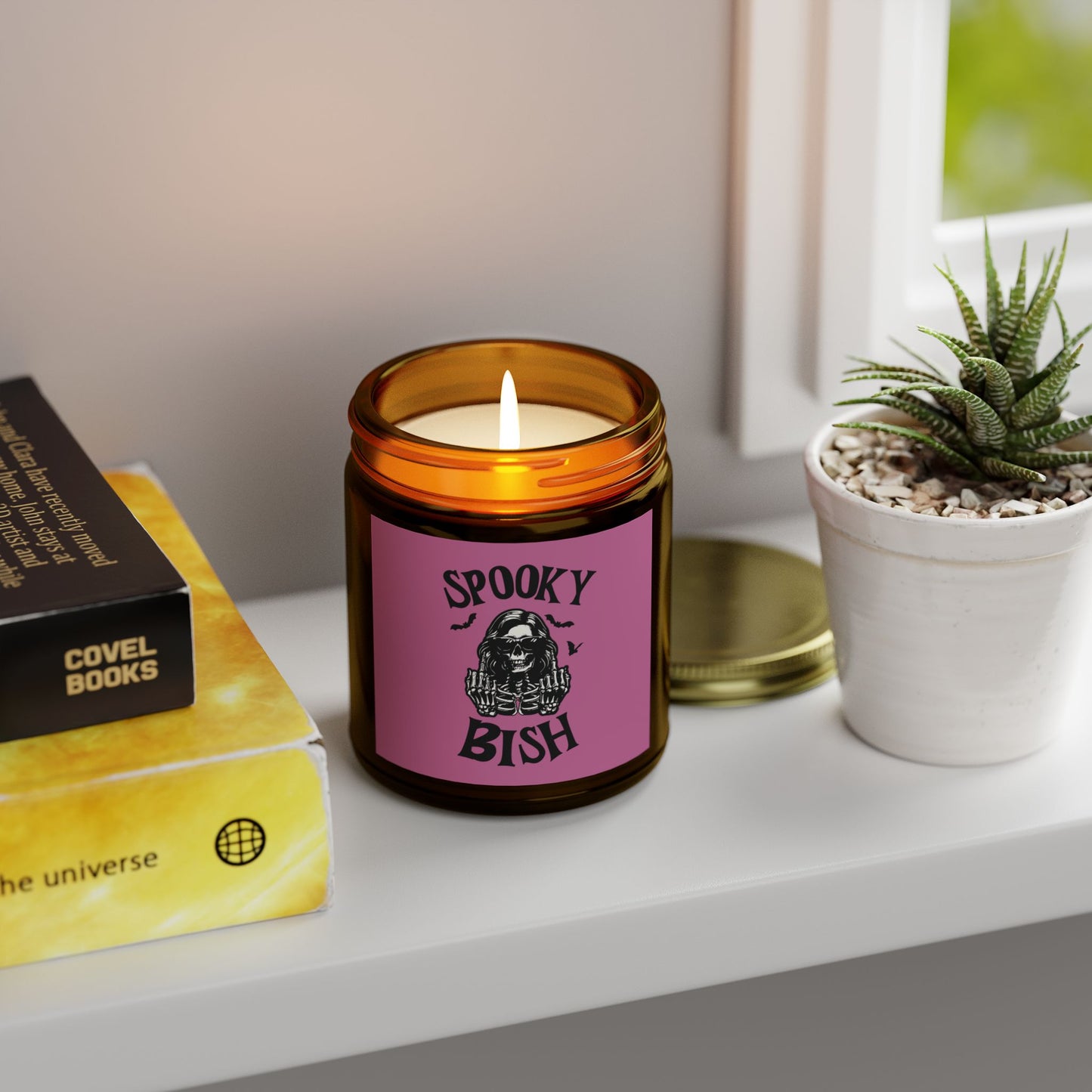 Scented Candle - Spooky Bish, Middle Finger Female Skeleton Design (4oz, 9oz)