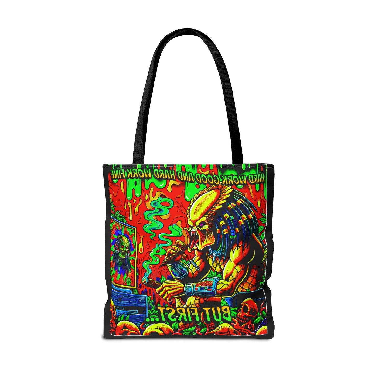 Horradelic Hard Work Good Hard Work Fine Predator Blunt Smoking Horror Fun Travel Carry Tote Bag (AOP)