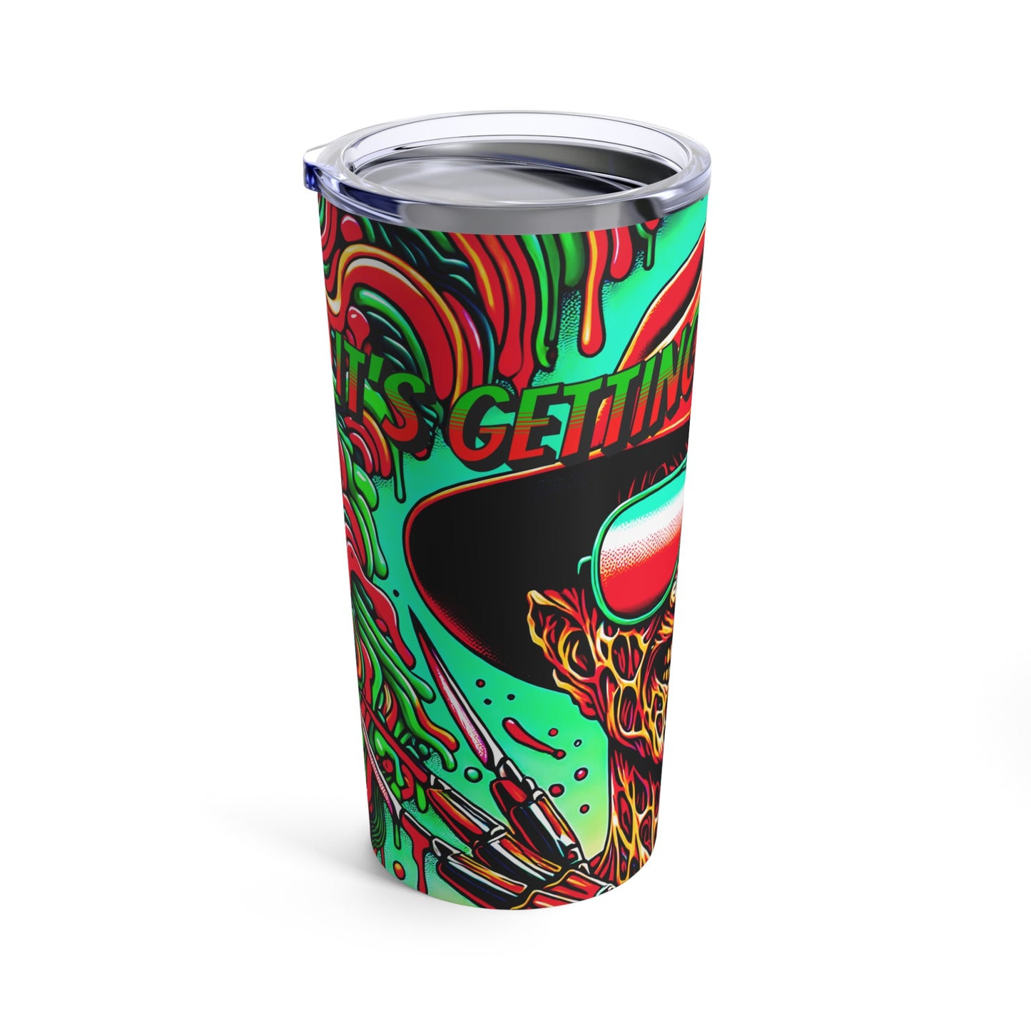 Horradelic It's Getting Hot In Here Freddy In Sunglasses Krueger Smiling Beach Outdoor Horror Nightmare On Elm St Tumbler 20oz Cup With Lid