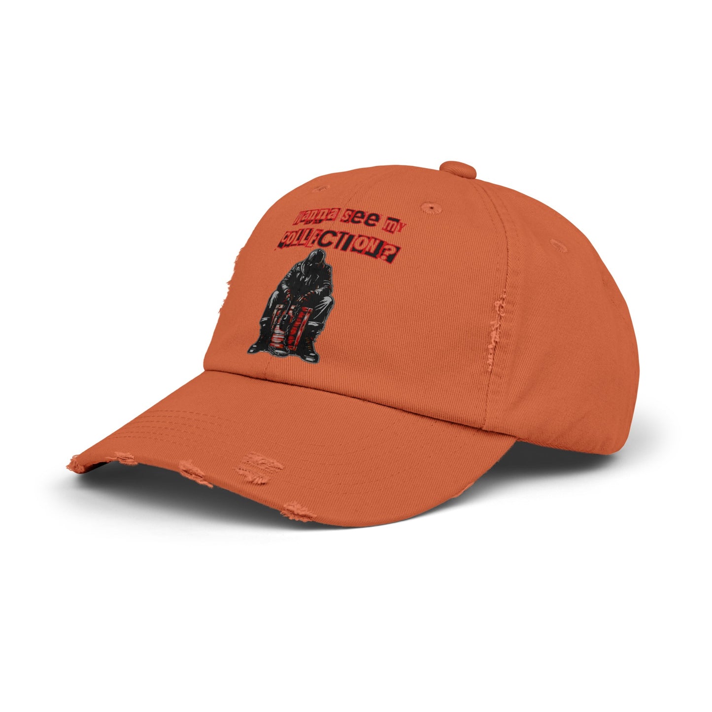 The Collector Inspired Wanna See My Collection Horror Movie Fun Collectors Hat Unisex Distressed Cap
