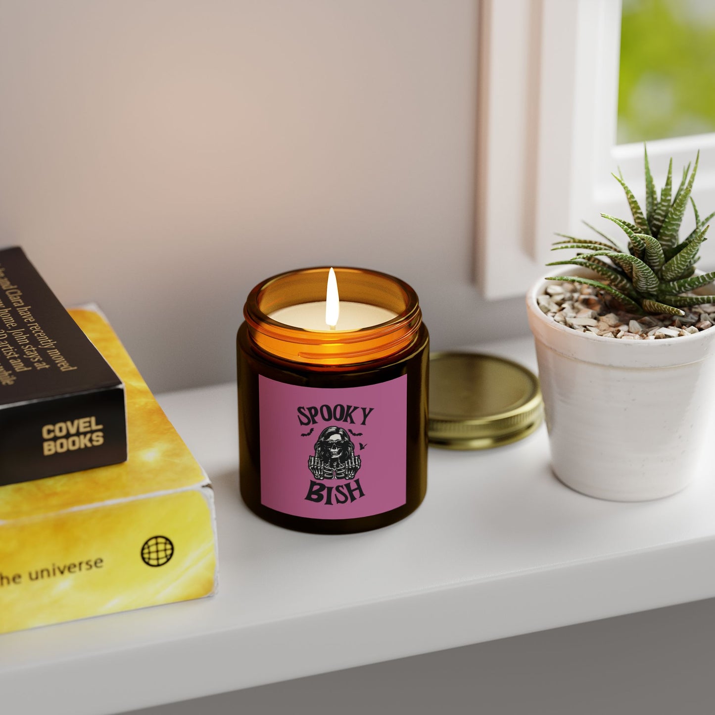 Scented Candle - Spooky Bish, Middle Finger Female Skeleton Design (4oz, 9oz)