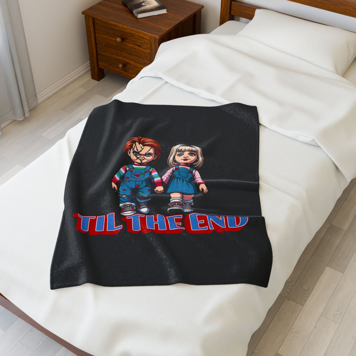 Til The End Horror Couple Throw Blanket Childs Play Inspired Design
