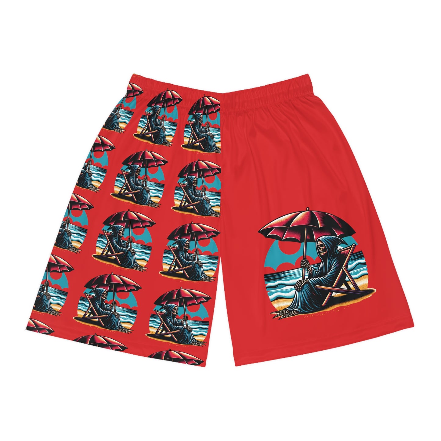 Summerween Grim Reapers Day Off Gothic Basketball Shorts (AOP)