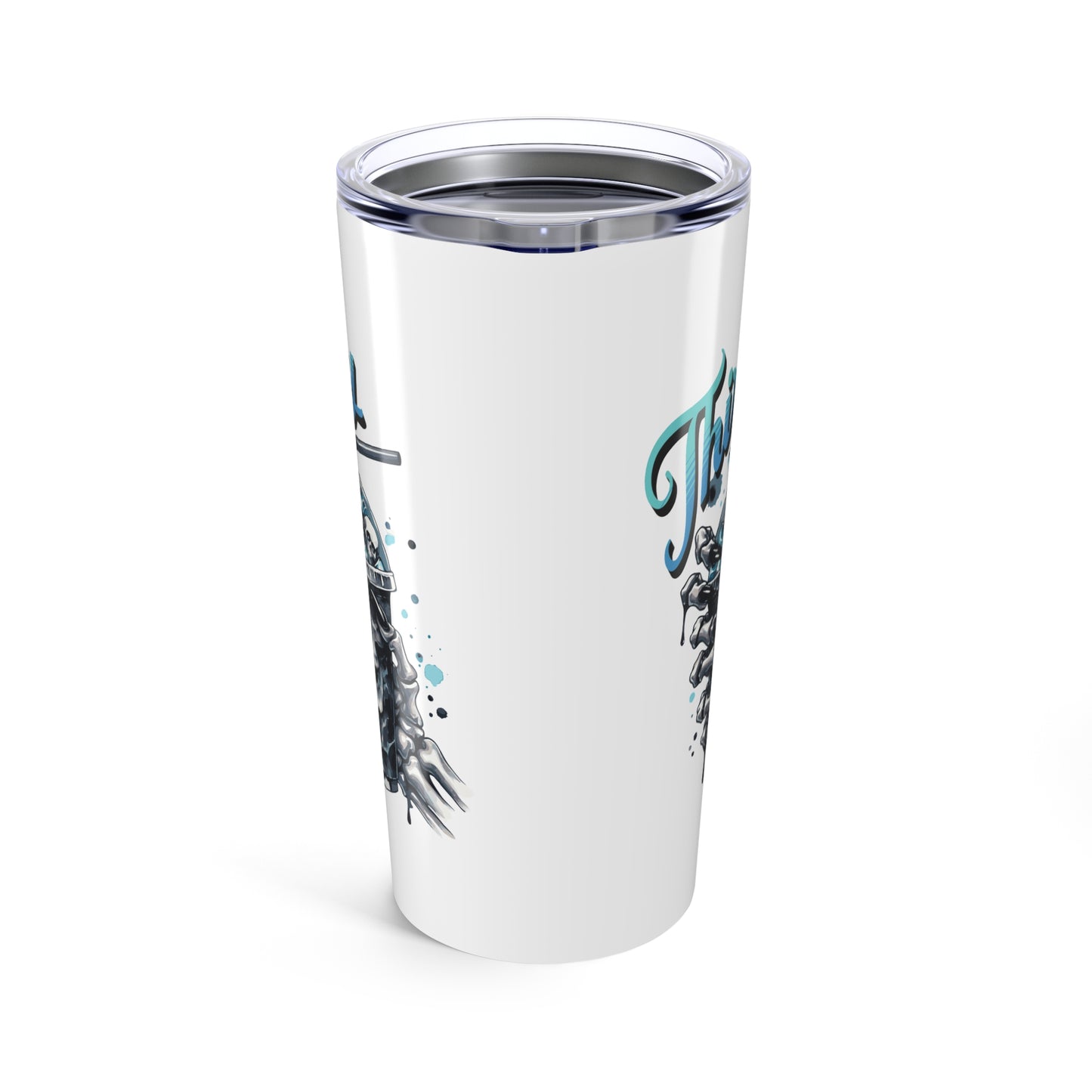 20oz Tumbler Thirsty Skeleton Hand Drinking Cup with Skull Cubes | Horror Fun