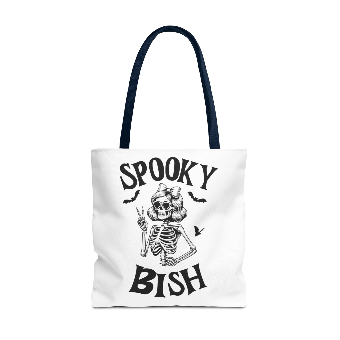 Spooky Bish Skeleton With Sunglasses and Peace Sign Gothic Horror Fun Beach Lunch Carry Tote Bag (AOP)