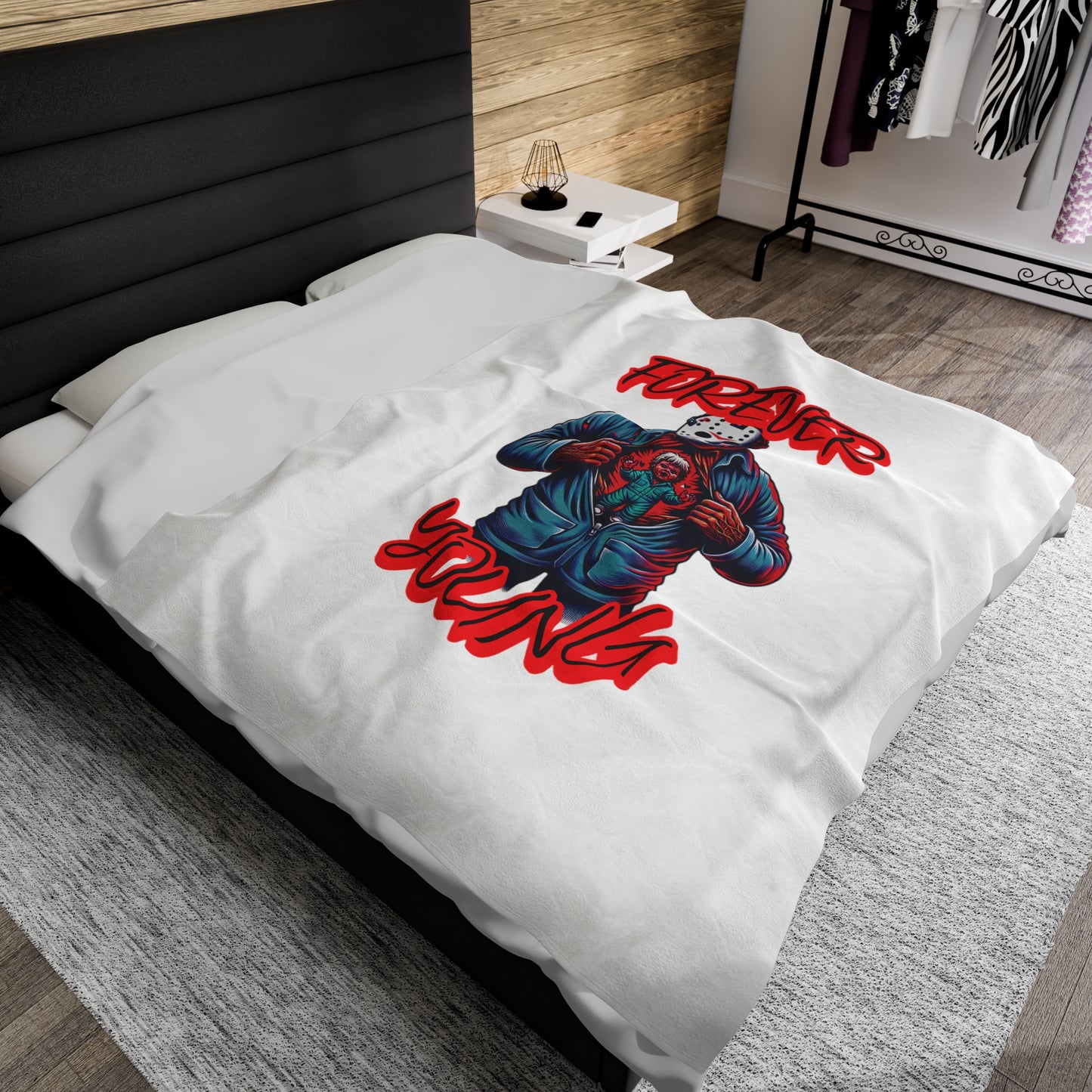 Forever Young Jason Opening Up To Younger Self Voorhees Friday Horror Fun Velveteen Plush Blanket