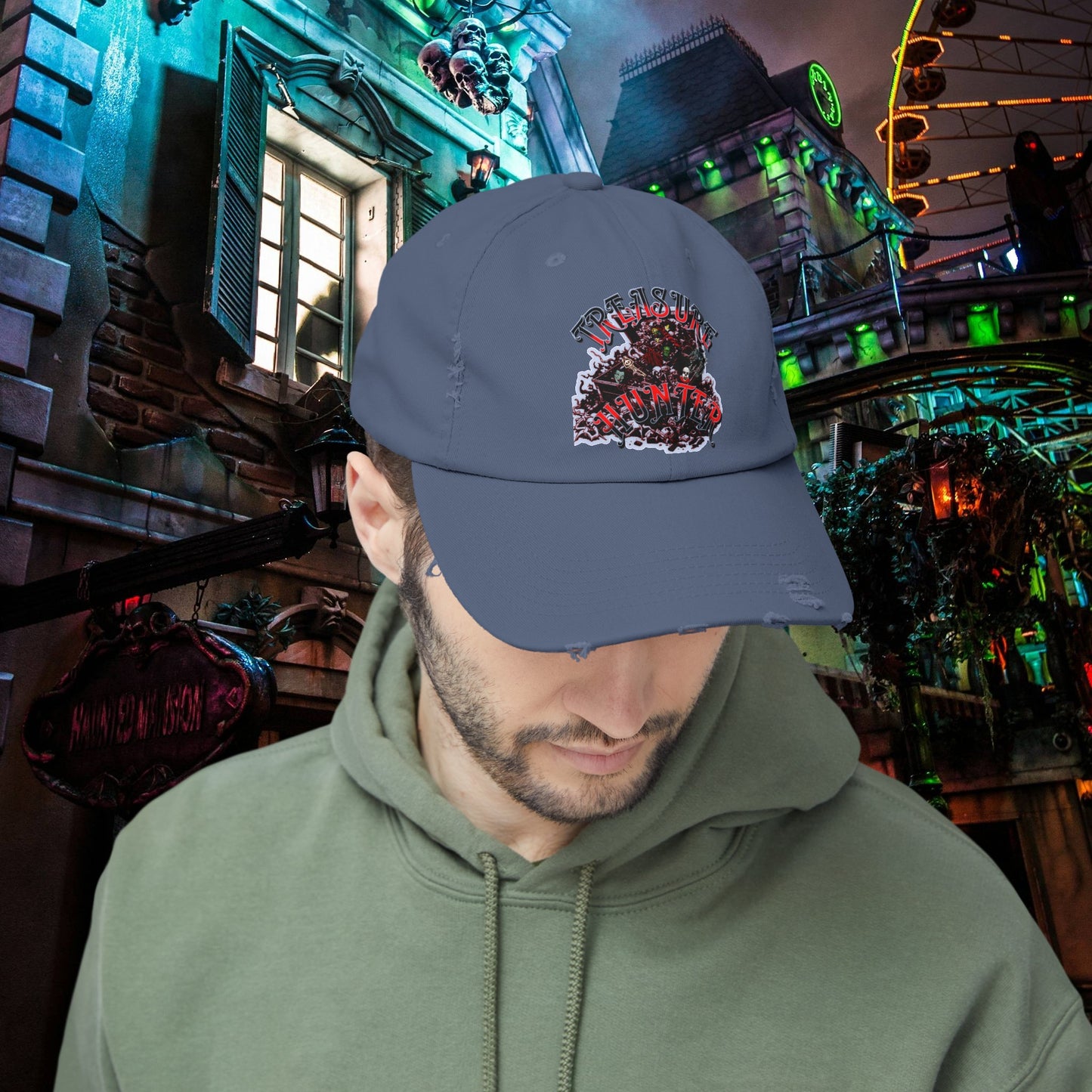Treasure Hunter Horror Collector Unisex Distressed Cap Fun Convention Toy Show Hat