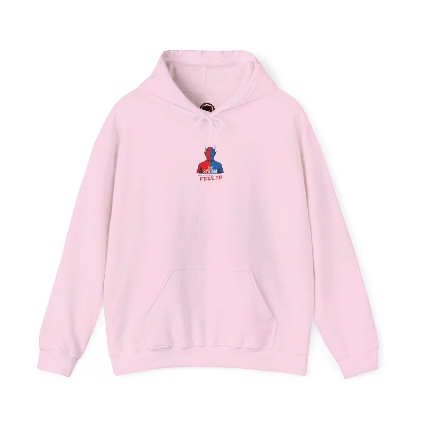 Hooded Sweatshirt - The System - Real People Arent Fooled Red Blue Design