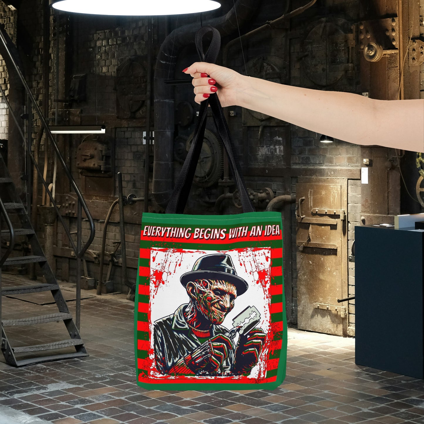 Horrorvational Everything Begins With An Idea Horror Inventor Tote Bag (AOP)