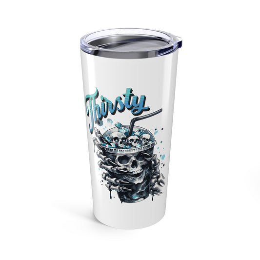 20oz Tumbler Thirsty Skeleton Hand Drinking Cup with Skull Cubes | Horror Fun